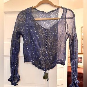 Poupette St. Barths sheer blue top S